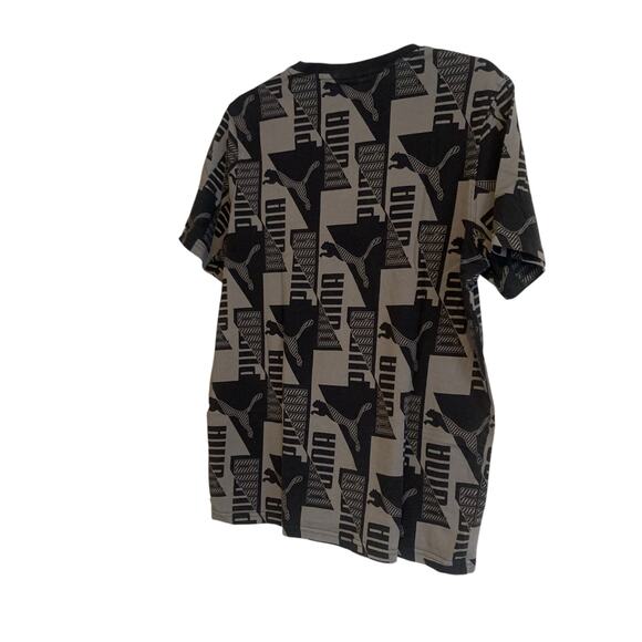 Puma Black Gray Power AOP All Over Print Logo Regular Fit T Shirt Size Medium - Picture 4 of 16